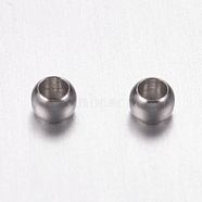 316 Surgical Stainless Steel Crimp Beads, Rondelle, Stainless Steel Color, 2x1.5mm, Hole: 1mm(X-STAS-F117-03P)