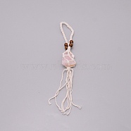 Irregular Gemstone Hanging Pendant Decoration, with Cotton Cord & Wood Beads, for Car Interior Ornament Accessories, 300~340mm(HJEW-TAC0001-10D)