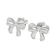 304 Stainless Steel Stud Earrings, Bowknot, Stainless Steel Color, 9x12.5mm(EJEW-M233-08P)