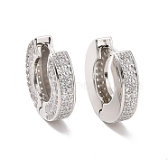 Clear Cubic Zirconia Hinged Hoop Earrings, Brass Jewelry for Women, Cadmium Free & Lead Free, Platinum, 17x17.5~18x4mm, Pin: 0.8mm(KK-D079-06P)