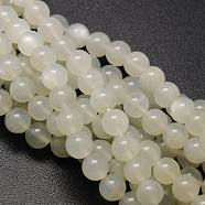 Round Natural White Moonstone Bead Strands, Grade A, 8mm, Hole: 1mm, about 46pcs/strand, 15.74 inch(G-L425-22-8mm)