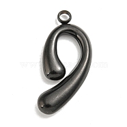 Ion Plating(IP) 304 Stainless Steel Pendants, Number 9 Charm, Black, 26x11.5x3.5mm, Hole: 2.2mm(STAS-C079-15B)