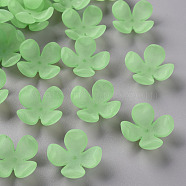 Frosted Acrylic Bead Caps, 4-Petal, Flower, Light Green, 27x27x11mm, Hole: 1.8mm, about 276pcs/500g(MACR-S371-06A-733)