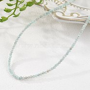 Natural Amazonite Beaded Necklaces, with Brass Lobster Claw Clasps, Faceted Round Beads, 15.75 inch~16.14 inch(40~41cm)x2mm(NJEW-K114-A-A07)