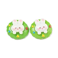 Christmas Rabbit Theme Opaque Resin Decoden Cabochons, Christmas Wreath, 21x22.5x9.5mm(CRES-B022-04C)