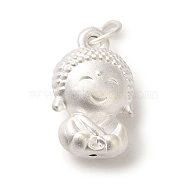 925 Sterling Silver Buddha Charms, with Jump Rings, Silver, 15x9x6mm, Hole: 4mm(STER-K180-07S)