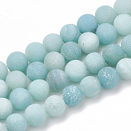 Natural Amazonite Beads Strands, Frosted, Grade A, Round, 4mm, Hole: 1mm, about 96pcs/strand, 15.5 inch(G-T106-188)