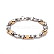 Vacuum Plating 304 Stainless Steel Oval Link Chains Bracelet, Two Tone Highly Durable Bracelet for Men Women, Golden & Stainless Steel Color, 8-1/2 inch(21.5cm)(STAS-E160-07GP)