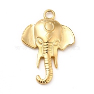 Ion Plating(IP) 304 Stainless Steel Pendants, Elephant Charms, Real 18K Gold Plated, 28x19x3mm, Hole: 2.5mm(STAS-H172-09G)