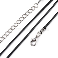 Korean Waxed Polyester Cord Necklace Making, with Alloy Lobster Clasps and Iron Chain Extender, Black, 18.1 inch, 1.5mm(NJEW-JN01558-01)