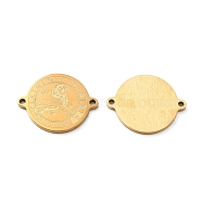 Ion Plating(IP) 304 Stainless Steel Connector Charms, Real 18K Gold Plated, Flat Round with Constellation, Leo, 20x16x1mm, Hole: 1.4mm(STAS-C074-11G-07)