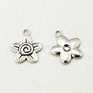 Tibetan Style Alloy Pendants, Cadmium Free & Nickel Free & Lead Free, Flower, Antique Silver, about 22.5mm long, 19mm wide, 3mm thick, hole: 2.5mm(LF10733Y-NF)