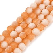 Frosted Crackle Glass Beads Strands, Rondelle, Dark Orange, 6x5.5mm, Hole: 1mm, about 145pcs/strand, 31.10''(79cm)(GLAA-U001-6mm-M10)