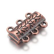 Alloy Magnetic Clasps with Loops, Red Copper, 14x19x6mm, Hole: 2mm(PALLOY-Q328-06R)