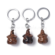 Natural Mahogany Obsidian Keychains, with Iron Keychain Clasps, Ghost, 8cm(KEYC-P011-04P-01)
