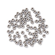 304 Stainless Steel Spacer Beads, Round, Stainless Steel Color, 4x3mm, Hole: 1.5mm(STAS-T021-4)