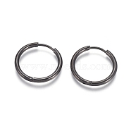 304 Stainless Steel Huggie Hoop Earrings, Hypoallergenic Earrings, with 316 Surgical Stainless Steel Pin, Electrophoresis Black, 12 Gauge, 20x2mm, Pin: 1mm, Inner Diameter: 16mm(EJEW-F111A-20mm-B)