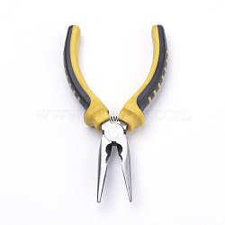 45# Carbon Steel Jewelry Pliers, Needle Nose Pliers, Chain Nose Pliers, Serrated Jaw and Wire Cutter, Polishing, Gold, 165x60x25mm(PT-Q005-03)