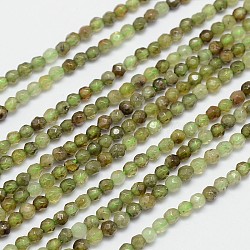 Faceted Natural Green Garnet Round Bead Strands, Andradite Beads, 3mm, Hole: 1mm, about 132pcs/strand, 15.5 inch(G-I156-03)