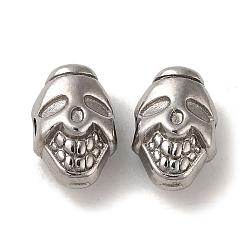 Non-Tarnish 304 Stainless Steel Beads, Skull, Stainless Steel Color, 8.5x5.5x5mm, Hole: 1.6mm(STAS-K285-48P)