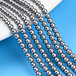 Baking Painted Pearlized Glass Pearl Bead Strands, Round, Dark Gray, 3mm, Hole: 0.6mm, about 135~136pcs/strand, 15.75~16.14 inch(40~41cm)(HY-N002-3mm-A01)