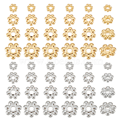 80Pcs 8 Styles 304 Stainless Steel Spacer Beads Sets, Flower, Mixed Color, 3~6x1~1.5mm, Hole: 1~1.4mm, 10pcs/style(STAS-UN0045-31)