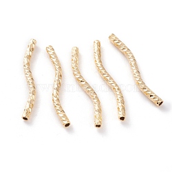 Brass Tube Beads, Long-Lasting Plated, Curved Beads, Real 24K Gold Plated, 25x2mm, Hole: 1.2mm(KK-Y003-84D-G)