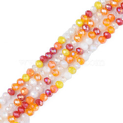 Glass Beads Strands, Faceted, Rondelle, Orange, 3.5x3mm, Hole: 0.9mm, about 130Pcs/strand, 14.37 inch(36.5cm)(GLAA-N051-11D)