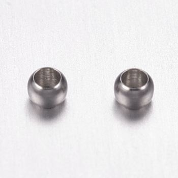 316 Surgical Stainless Steel Crimp Beads, Rondelle, Stainless Steel Color, 2x1.5mm, Hole: 1mm