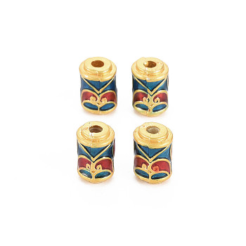 Rack Plating Alloy Enamel Beads, Long-Lasting Plated, Matte Style, Cadmium Free & Nickel Free & Lead Free, Column, Teal, 6x8.5mm, Hole: 1.8mm