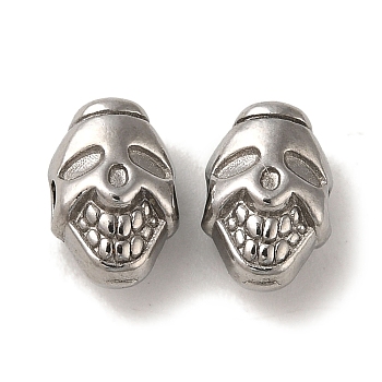 Non-Tarnish 304 Stainless Steel Beads, Skull, Stainless Steel Color, 8.5x5.5x5mm, Hole: 1.6mm