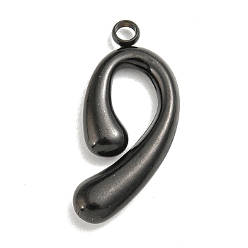 Ion Plating(IP) 304 Stainless Steel Pendants, Number 9 Charm, Black, 26x11.5x3.5mm, Hole: 2.2mm