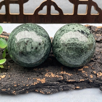 Natural Carbonate Jade Sphere Healing Stones, Round Stones, Pocket Palm Stones for Reiki Balancing, Green, 42mm