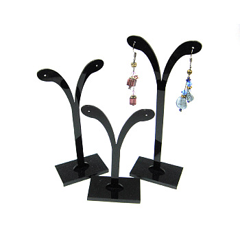 Black Pedestal Display Stand, Jewelry Display Rack, Earring Tree Stand, Black, 5.8~7x8.5~14.5cm, 3 Stands/Set