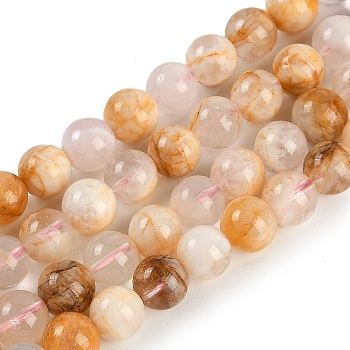 Natural Cherry Blossom Agate Beads Strands, Round, 8~8.5mm, Hole: 1.2mm, about 48pcs/strand, 15.55''(39.5cm)