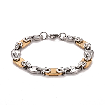 Vacuum Plating 304 Stainless Steel Oval Link Chains Bracelet, Two Tone Highly Durable Bracelet for Men Women, Golden & Stainless Steel Color, 8-1/2 inch(21.5cm)