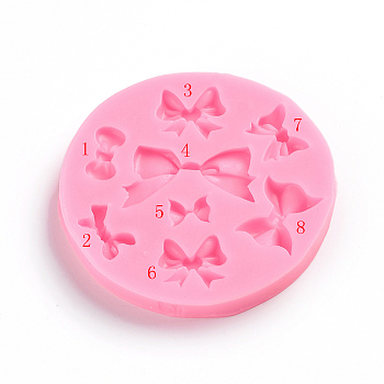 Food Grade DIY Silicone Molds, Fondant Molds, Baking Molds, Chocolate, Candy, Biscuits, UV Resin & Epoxy Resin Jewelry Making, Bowknot, Pink, 9x84mm