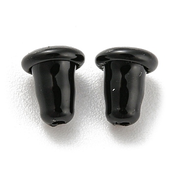 Baking Paint 304 Stainless Steel with Rubber Inside Bullet Ear Nuts, Earring Backs, Black, 5.5x5x5mm, Hole: 0.8mm