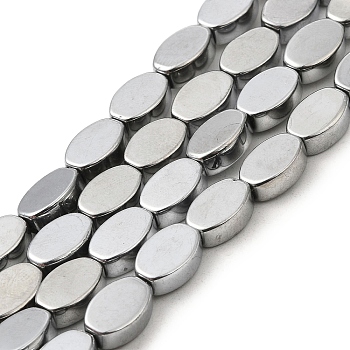 Glass Beads Strands, Oval, Silver, 10.5x7x4mm, Hole: 1mm, about 80pcs/strand, 33.86 inch(86cm)