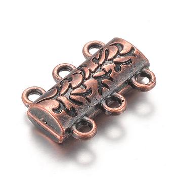 Alloy Magnetic Clasps with Loops, Red Copper, 14x19x6mm, Hole: 2mm