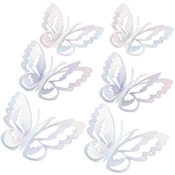 CREATCABIN 3Sets 3D Butterfly PVC Mirrors Wall Stickers, for Home Living Room Decoration, Colorful, 60~80x80~120x0.3mm, 3set