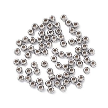 304 Stainless Steel Spacer Beads, Round, Stainless Steel Color, 4x3mm, Hole: 1.5mm