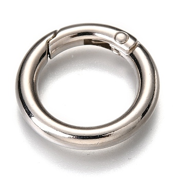 Zinc Alloy Spring Gate Rings, O Rings, Platinum, 25x4mm, Inner Diameter: 16.5mm