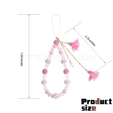 strass en argile polymère et bracelet mobile en chaîne de perles de verre(HJEW-SW00021-03)-2