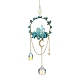 Synthetic Turquoise & Dyed Natural Quartz Crystal with Glass Pendant Decorations(HJEW-TA00123-01)-1