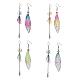 4 Set 4 Color Resin Wing with Feather Asymmetrical Earrings(EJEW-TA00175)-1