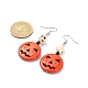 Synthetic Turquoise Pumpkin & Skull Dangle Earrings(EJEW-TA00240)-3