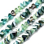 Electroplate Glass Beads Strands, Triangle, Aquamarine, 3.5x6x4.5mm, Hole: 1mm, about 100pcs/strand, 13.39''(34cm)(X-EGLA-N002-06G)