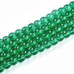 Baking Paint Transparent Glass Beads, Round, Green, 6~6.5mm, Hole: 1.2mm(X1-DGLA-N006-6mm-09)
