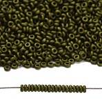 TOHO 11/0 Demi Round Beads, Japanese Seed Beads, (617) Matte Color Dark Olive, 11/0, 2.2x0.9mm, Hole: 0.8mm, about 1733pcs/10g(X-SEED-DR11-0617)